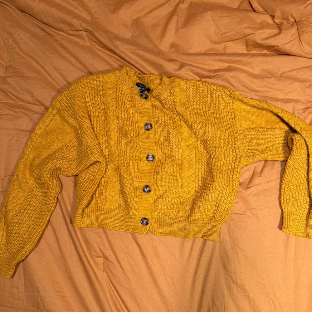 Forever 21 Mustard Button-Up Cardigan